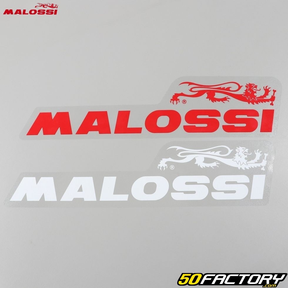 Stickers Malossi 220x55mm white and red - Motorcycle, scooter parts