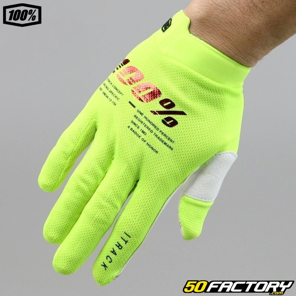 yellow neon Gloves - pilot cross 100%iTrack equipment